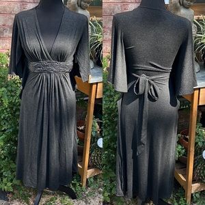 New! Sky Gray Stretch MIDI Dress Size S